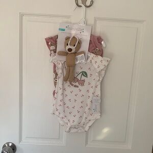 Miniville Pink and White Kids Bodysuit Set